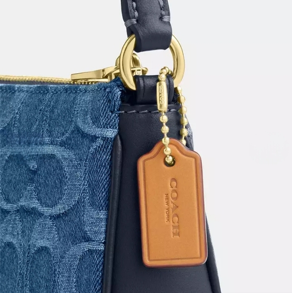 🔥NEW COACH Nolita 19 In Signature Denim, Navy Leather Trim, Gold Hardware - Picture 2 of 9